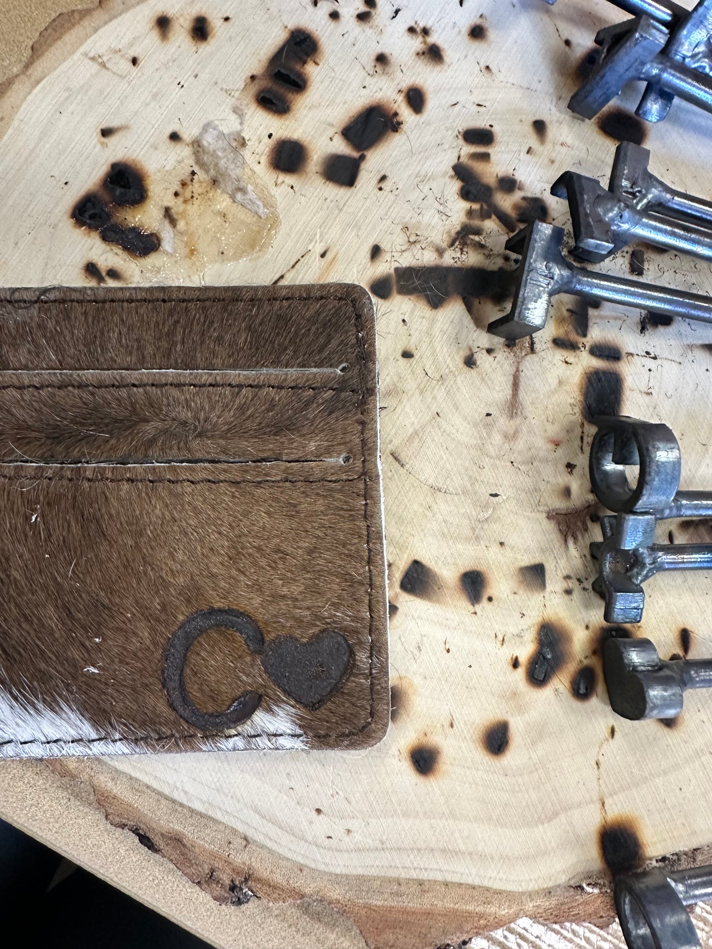 Cowhide ID card slot